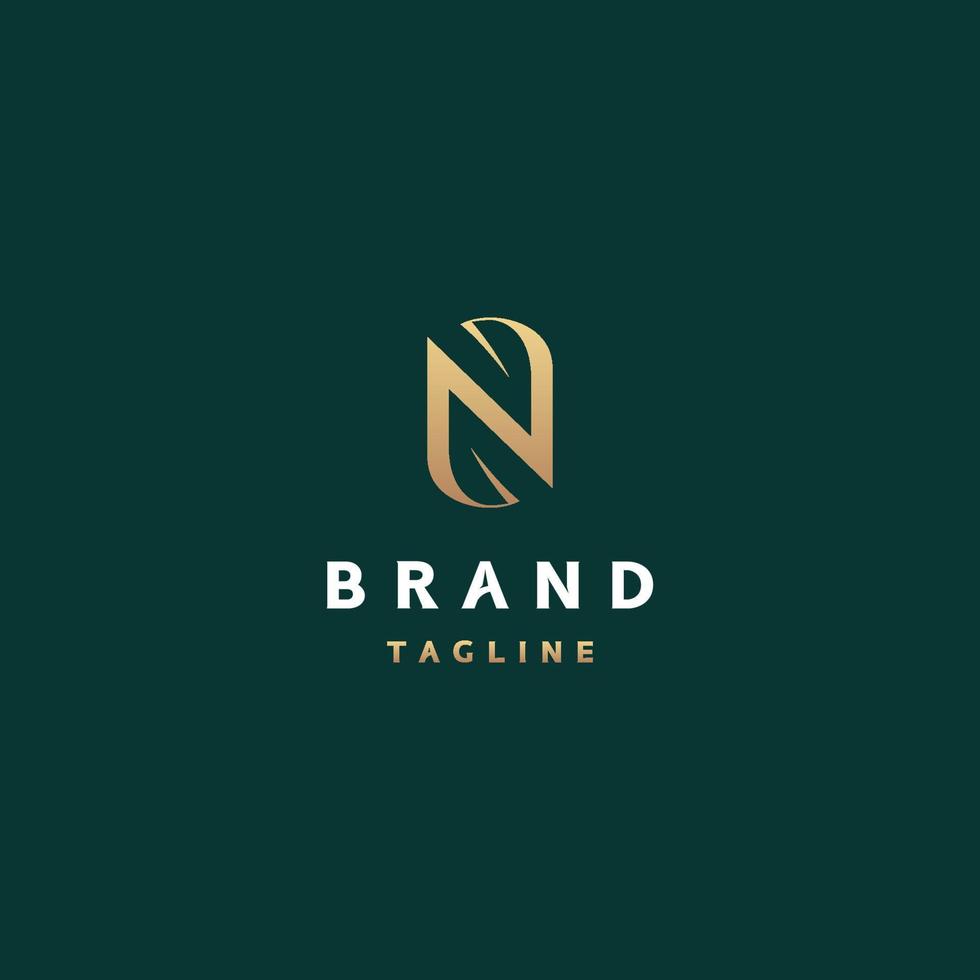 Two Leaves Forming The Initial Letter N. Logo template about nature illustrated with two leaves forming the initial letter N. vector