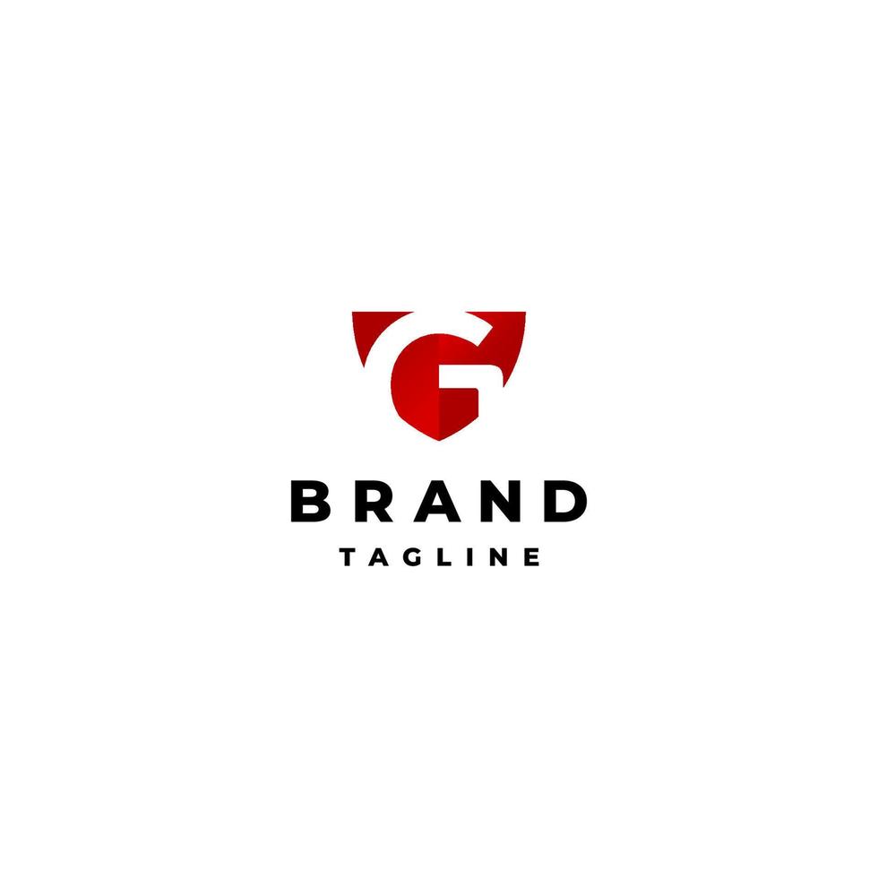 Simple letter G security logo design in red shield icon. White Letter G On The Red Shield. vector