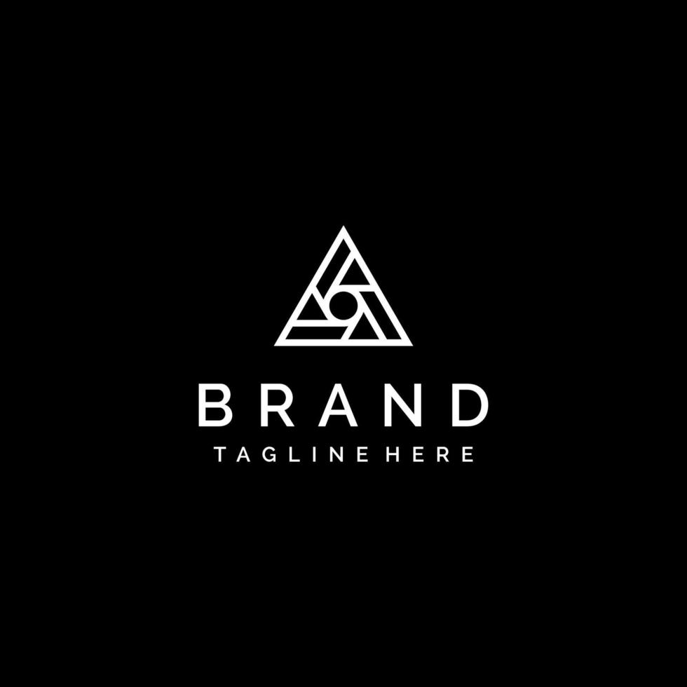 Triangle Logo Template With Camera Shutter Pattern Inside black background. Triangle With Camera Shutter Motif. vector