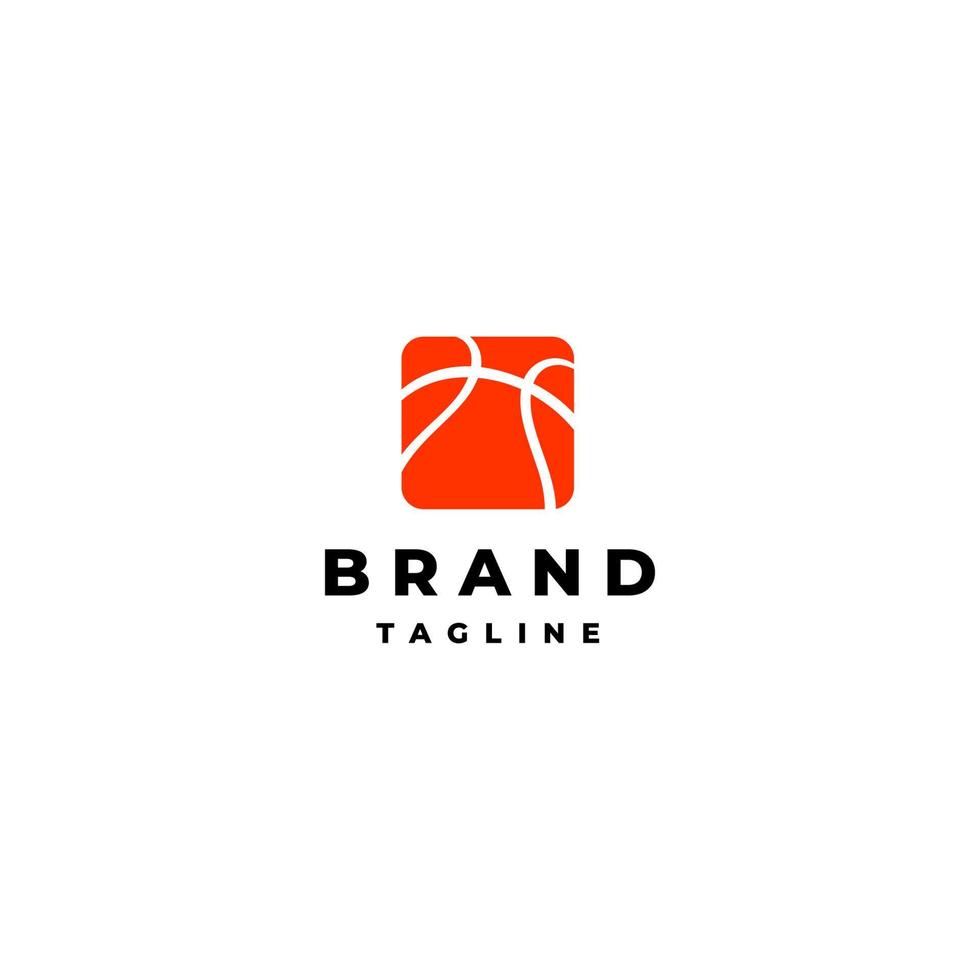 Logo Template About Sports is illustrated with a Basketball Motif in a Square Shape with an Arch at its Corner. Basketball Motif in a Square Logo Design. vector