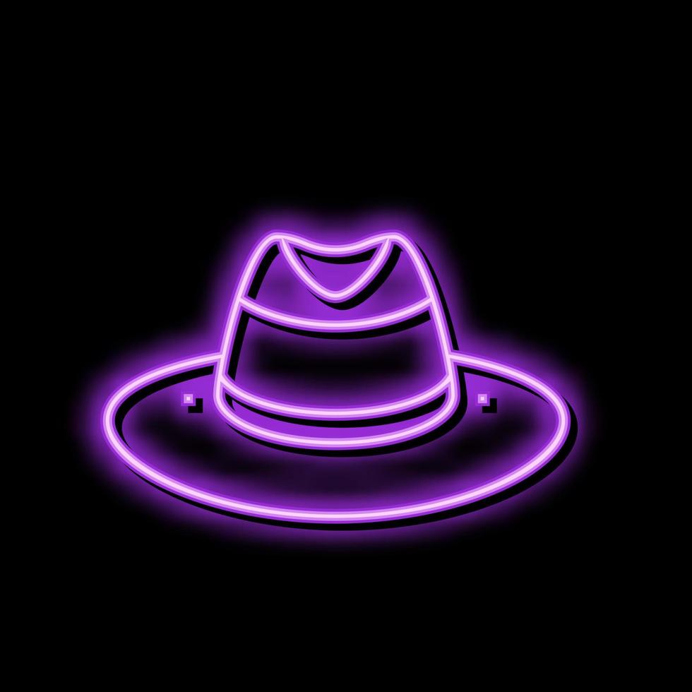 Panamá sombrero gorra neón resplandor icono ilustración vector