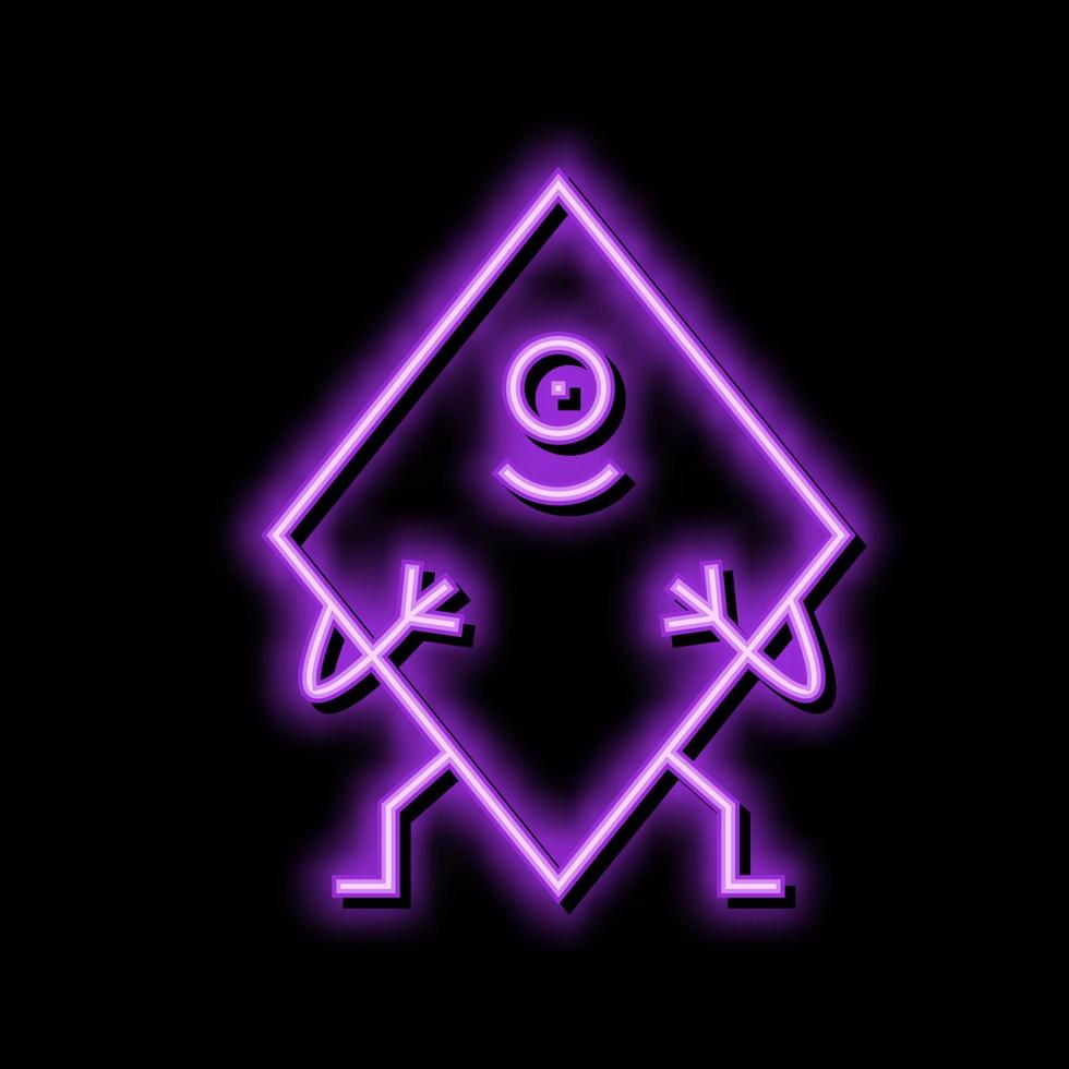 rhombus geometric shape character neon glow icon illustration vector