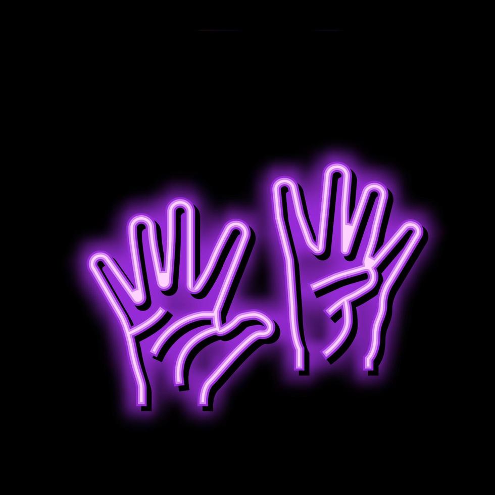 nine number hand gesture neon glow icon illustration vector