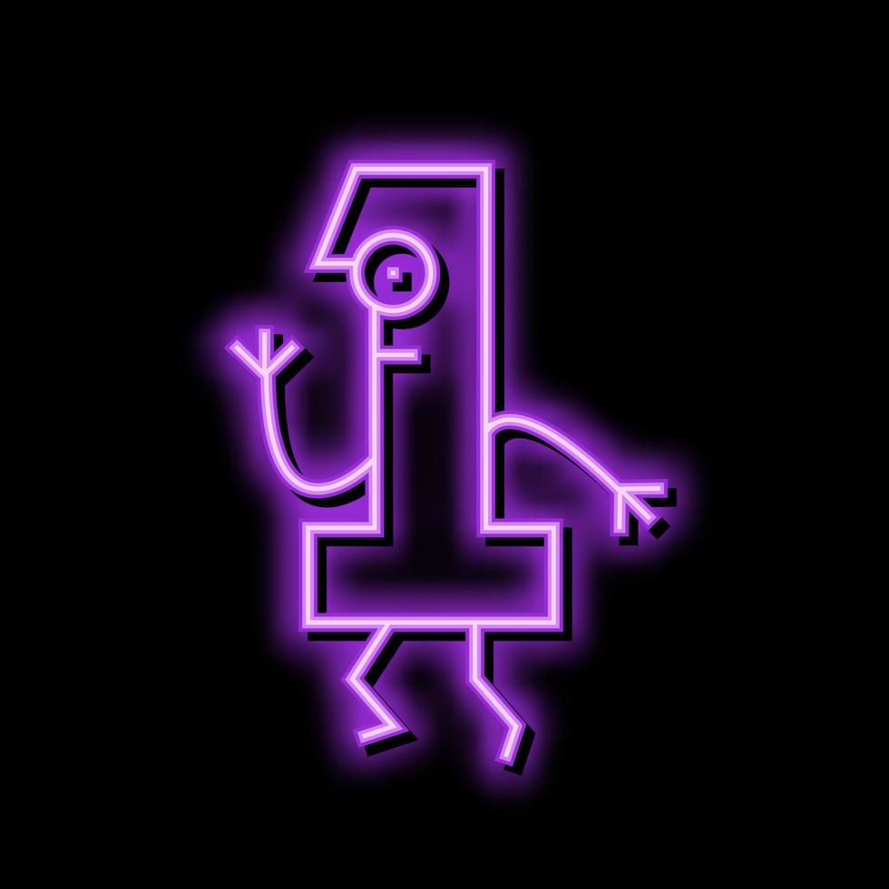 one number character neon glow icon illustration vector