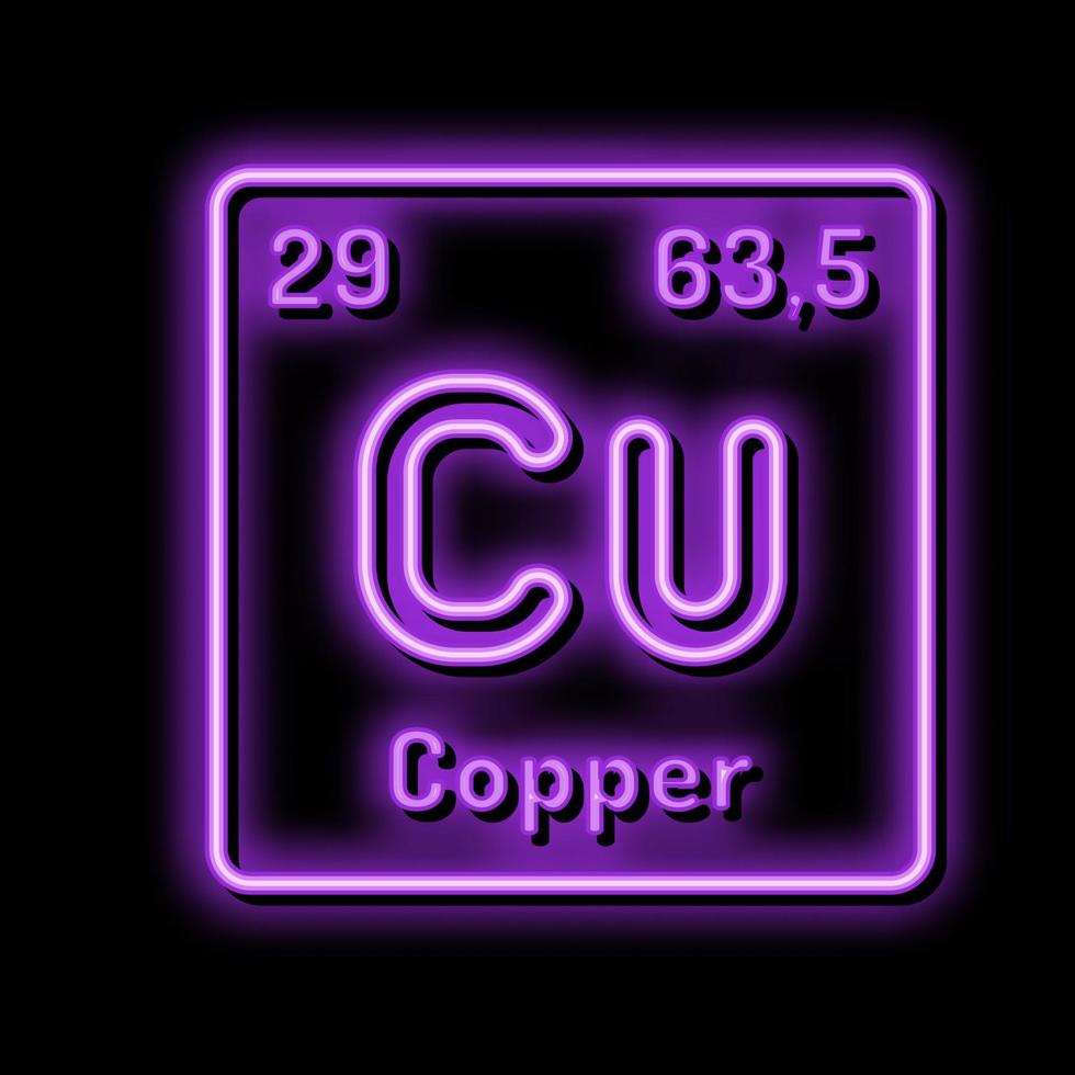 copper chemical element neon glow icon illustration vector