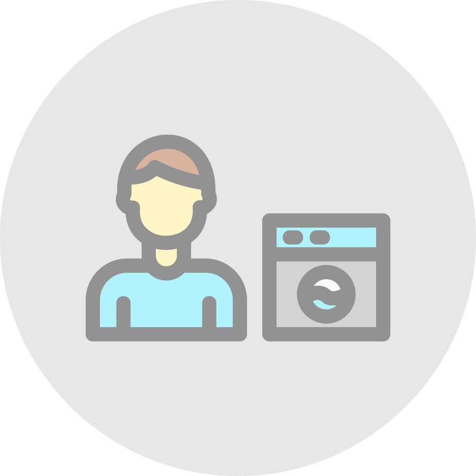 Man Doing Laundry Vector Icon Design