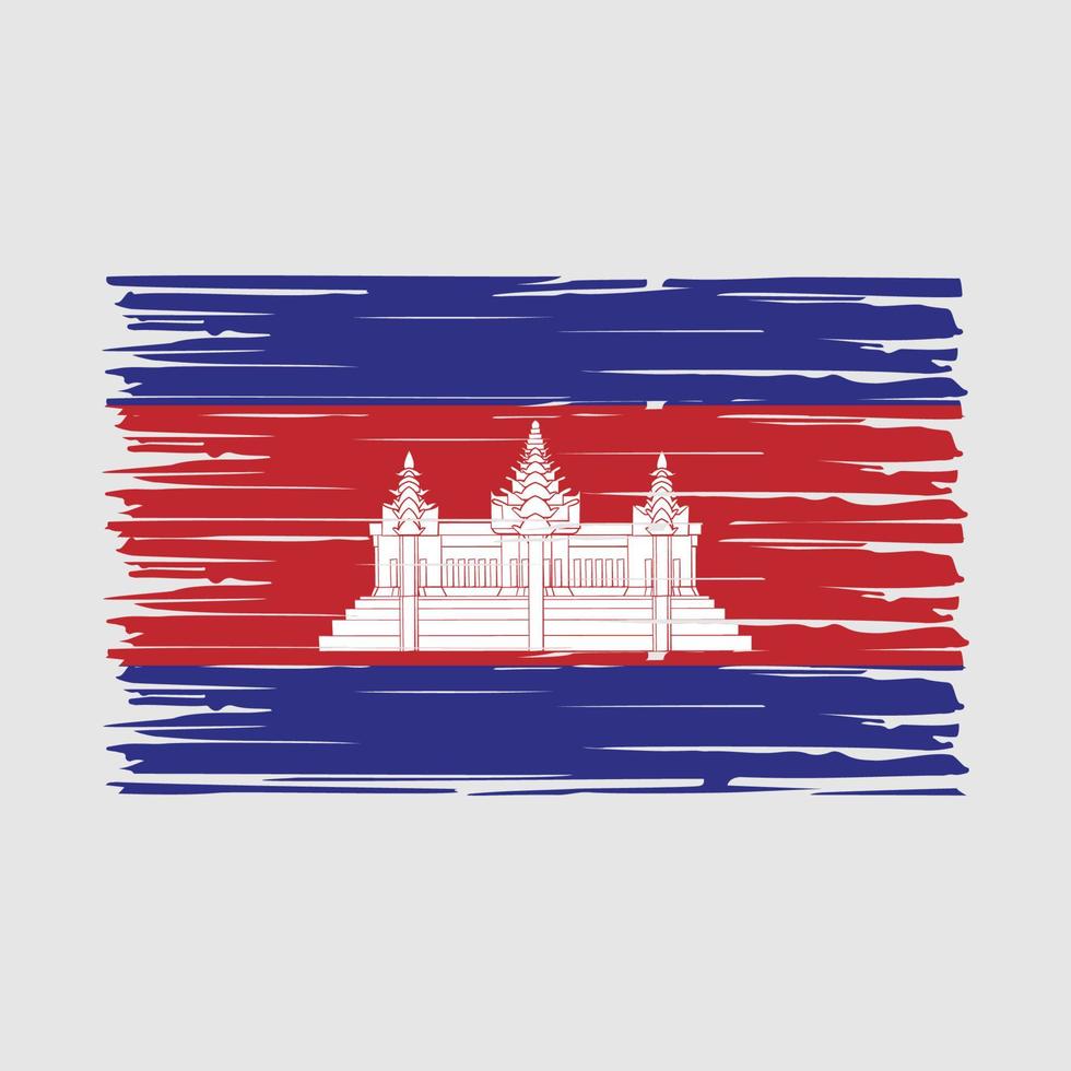 vector de pincel de bandera de camboya