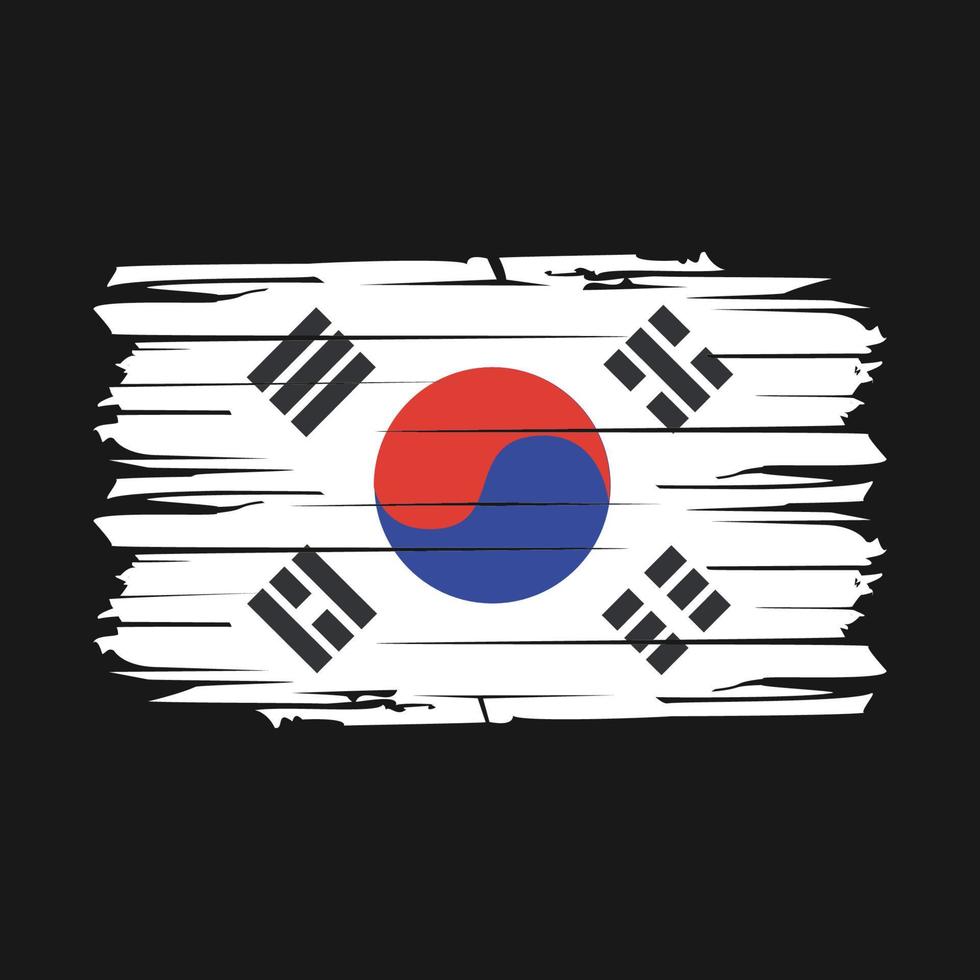 South Korea Flag Brush Vector