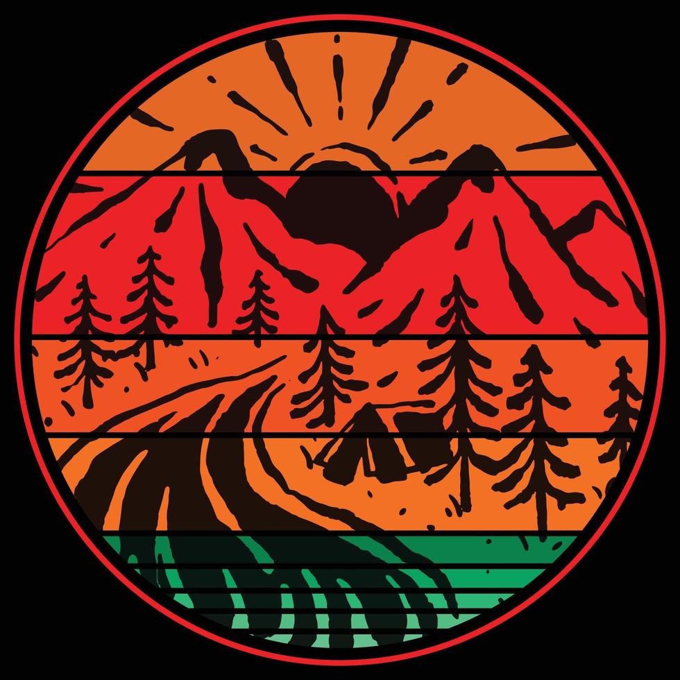 retro mountain t-shirt vector