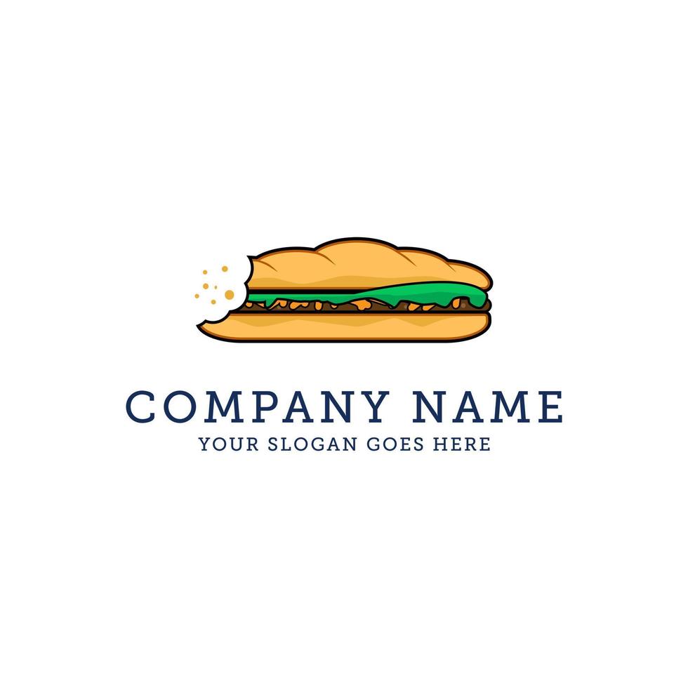 rápido comida logo idea, hamburguesa, perrito caliente, baguettes logo inspiración vector