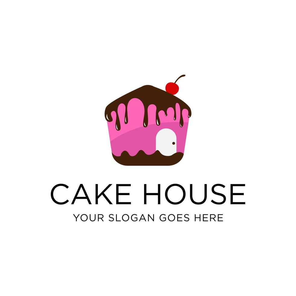 creative cake House logo design, make cake and bakery in house vector illustration