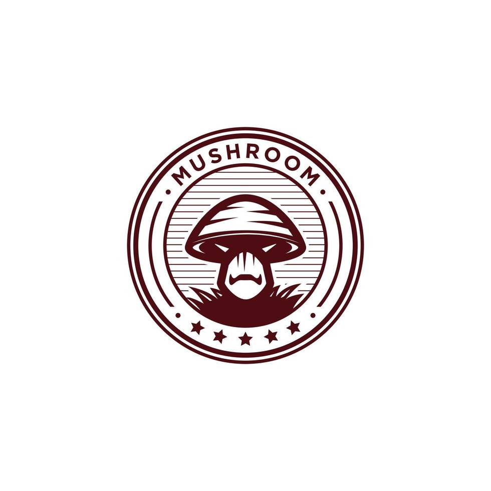 organic mushroom farm logo design, mushroom healthy farm badge and emblem isolated on white background vector