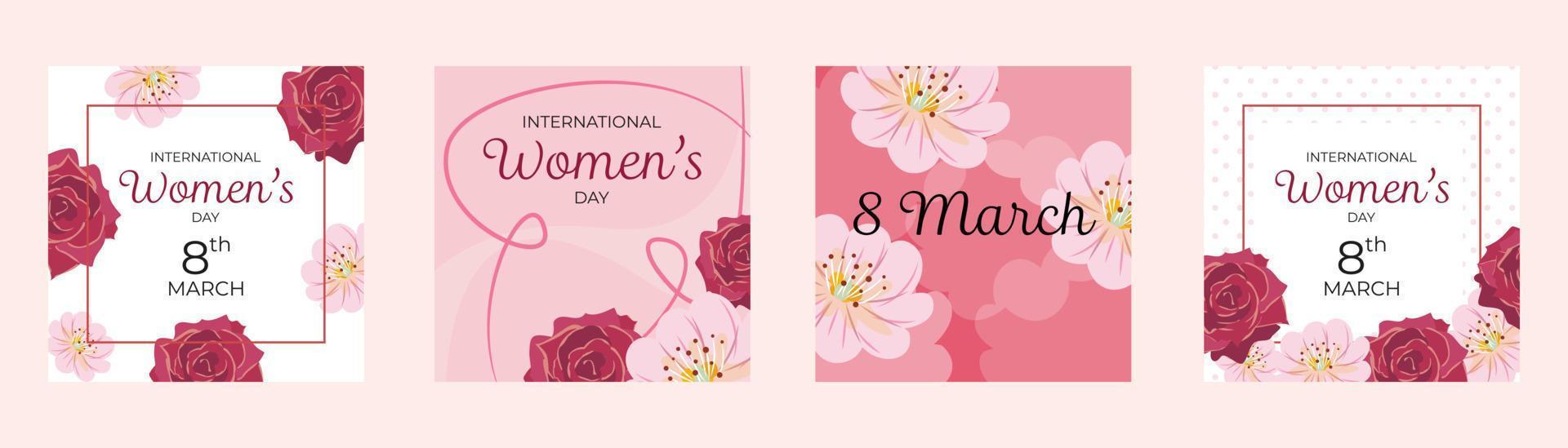 colección de floral plantillas para internacional De las mujeres día vector
