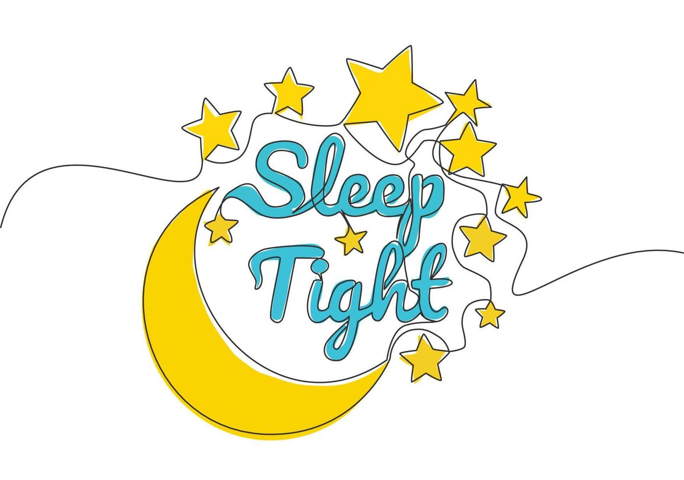 One continuous line drawing of motivational and inspirational lettering typography quote - Sleep Tight. Calligraphic design for print, card, banner, poster. Single line draw design illustration vector