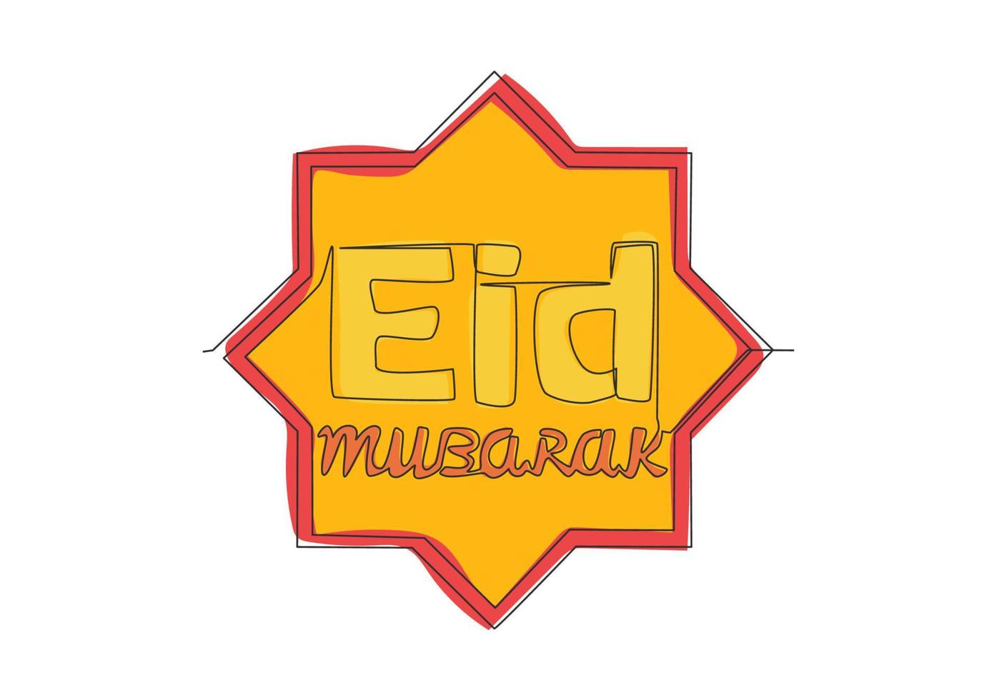 soltero continuo línea dibujo de contento eid Alabama fitr Mubarak y Ramadán kareem concepto. islámico fiesta caligráfico diseño para imprimir, saludo tarjeta, bandera, póster. uno línea dibujar diseño ilustración vector