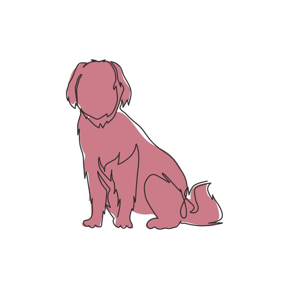 un dibujo de una sola línea del icono de perro cachorro lindo simple. concepto de vector de emblema de logotipo de tienda de mascotas. Ilustración de diseño gráfico de dibujo de línea continua dinámica