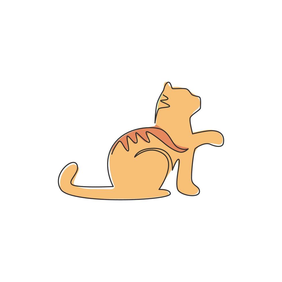 un dibujo de una sola línea del icono de gatito gato lindo simple. concepto de vector de emblema de logotipo de tienda de mascotas. Ilustración gráfica de diseño de dibujo de línea continua dinámica