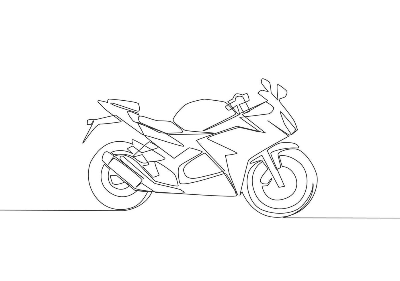 uno continuo línea dibujo de lujo deporte moto logo. grande motocicleta concepto. soltero línea dibujar diseño vector ilustración