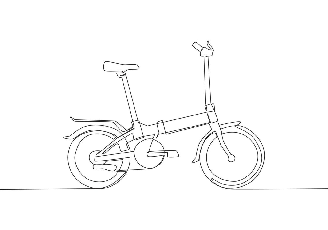 Single continuous line drawing of folding bicycle logo. Two cycle transportation concept. One line draw design graphic vector illustration