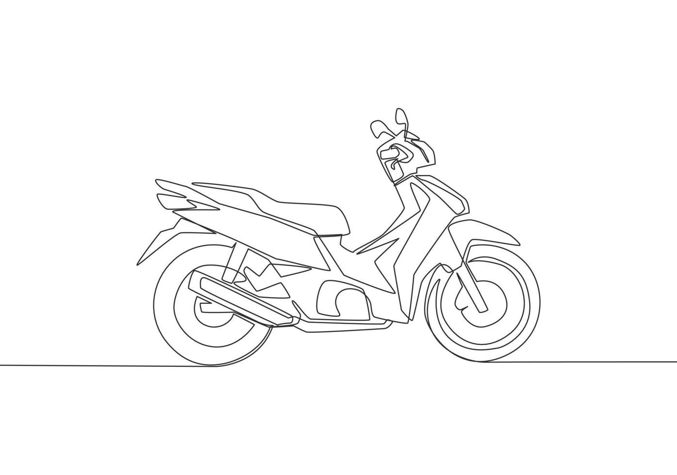 uno continuo línea dibujo de moderno asiático columna vertebral moto logo. urbano motocicleta concepto. soltero línea dibujar diseño vector ilustración