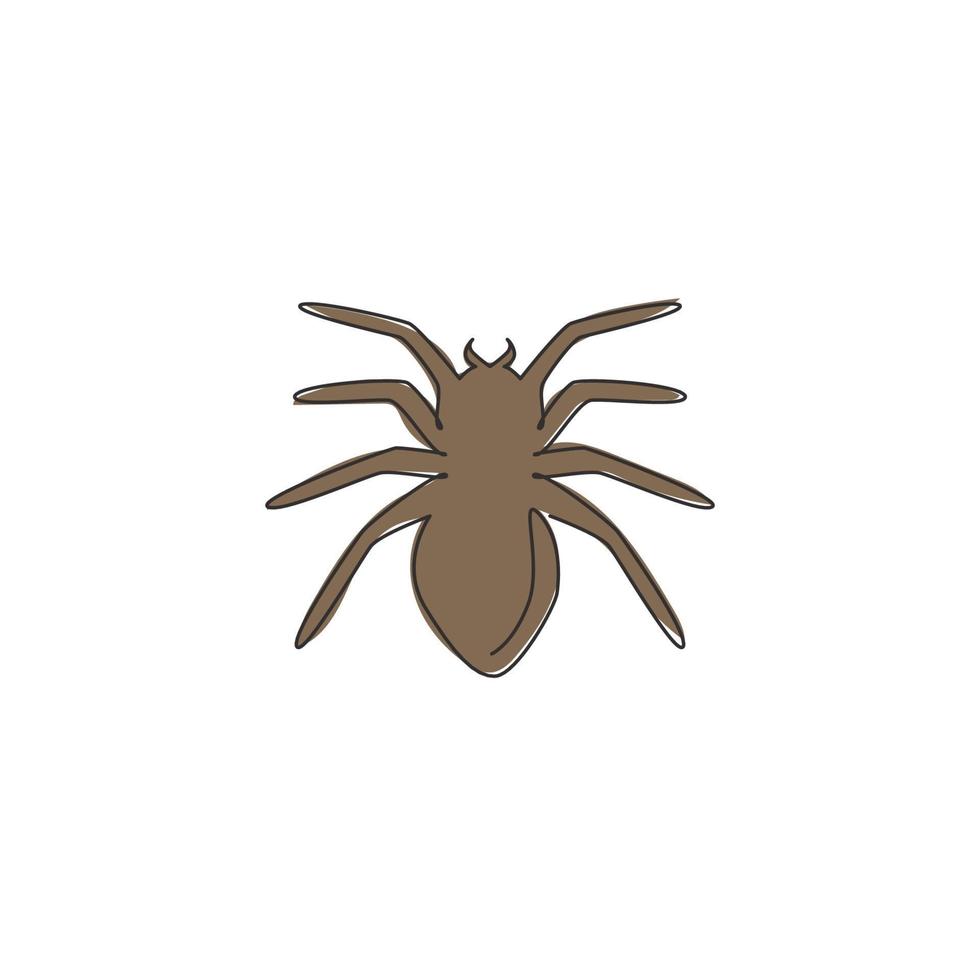 un dibujo de una sola línea de araña venenosa para la identidad del símbolo del logotipo. concepto de mascota arácnido para el icono del club de amantes de los insectos. Ilustración gráfica de vector de diseño de dibujo de línea continua de moda