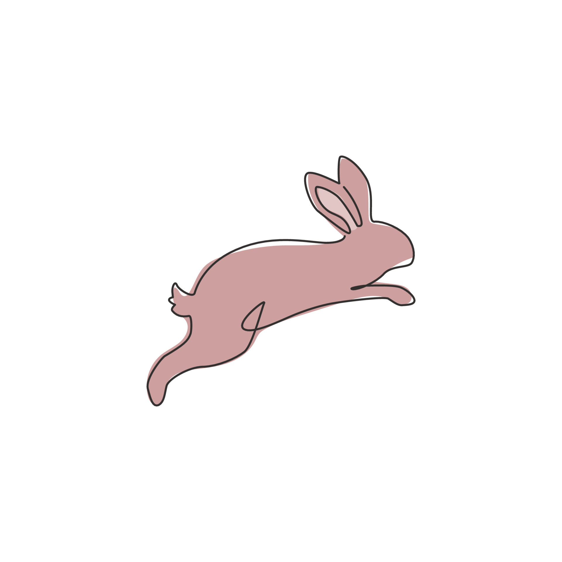 One single line drawing of cute jumping rabbit for brand business logo