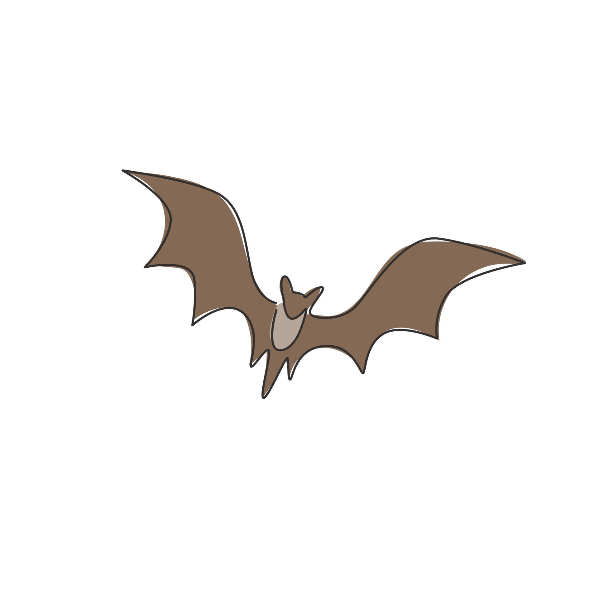 Single continuous line drawing of cute flying bat for nature lover  organization logo identity. Nocturnal mammal animal mascot concept for  comic hero symbol. One line draw design vector illustration 20379991 Vector  Art