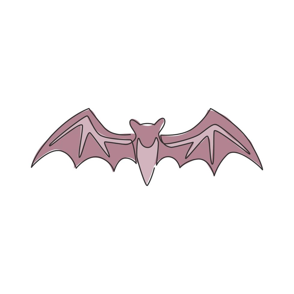 One single line drawing of wild bat for company business logo identity. Cute mammal animal mascot concept for comic hero symbol. Modern continuous line draw graphic vector design illustration