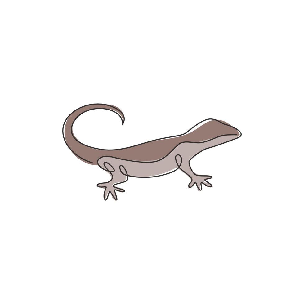 un dibujo de línea continua de lagarto exótico del desierto para la identidad del logotipo de la empresa. lindo concepto de mascota animal del desierto para la organización de amantes de las mascotas reptiles. Ilustración de vector de diseño gráfico de dibujo de una sola línea