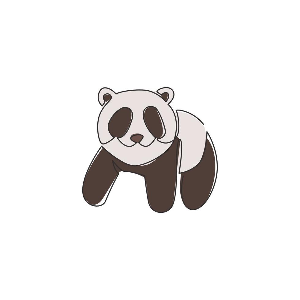 One single line drawing of cute panda for company logo identity. Business corporation icon concept from china bear animal shape. Modern continuous line graphic vector draw design illustration