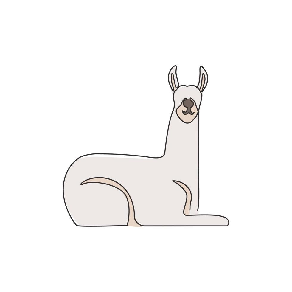 un dibujo de una sola línea de llama linda para la identidad del logotipo de la empresa. concepto de icono de corporación empresarial de animales típicos de América del Sur. Ilustración gráfica de diseño de vector de dibujo de línea continua moderna