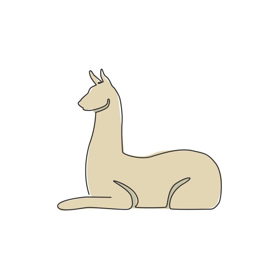 un dibujo de una sola línea de llama linda para la identidad del logotipo de la empresa. concepto de icono de corporación empresarial de animales típicos de América del Sur. línea continua dibujar diseño gráfico ilustración vectorial vector