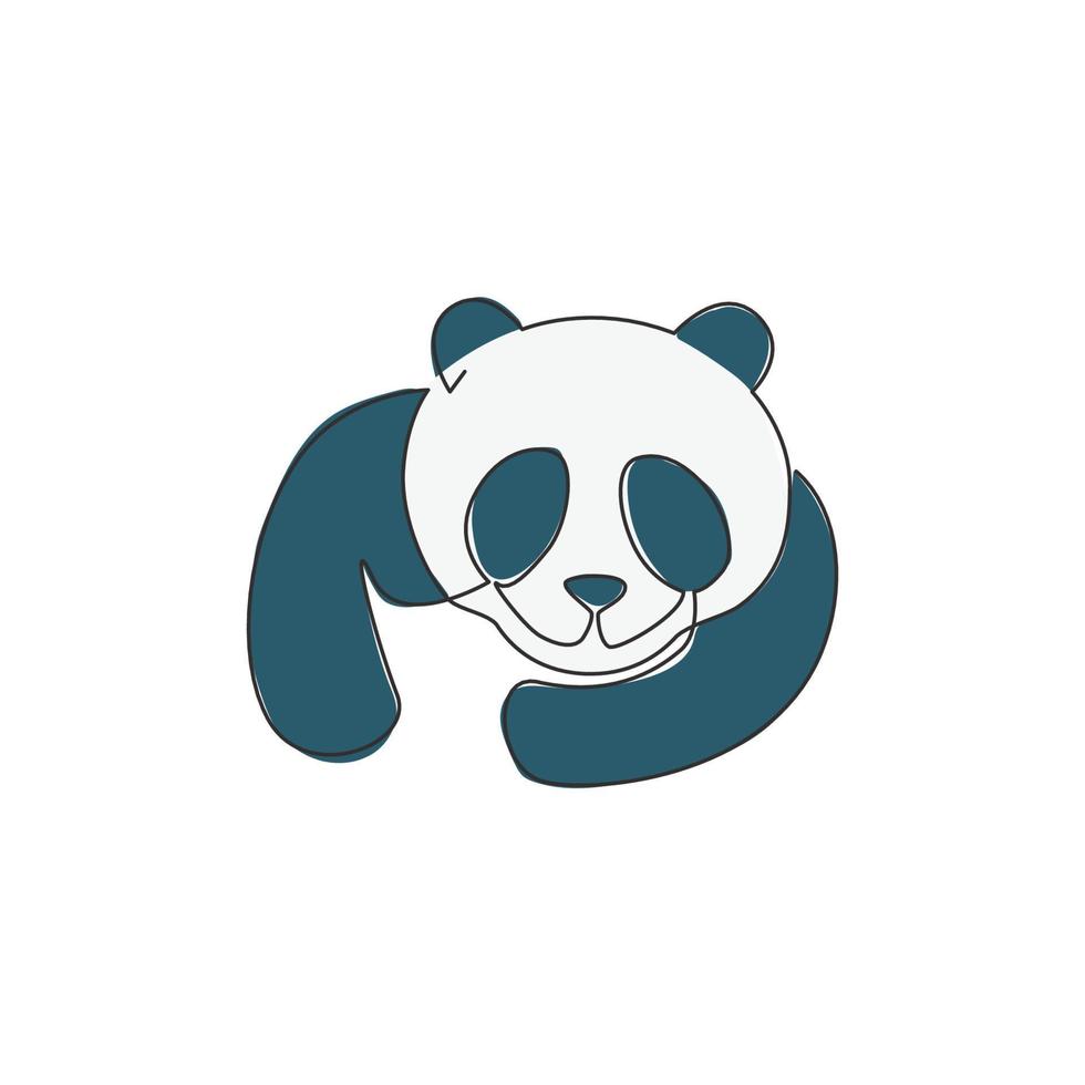 One continuous line drawing of adorable panda for company logo identity. Business icon concept from cute mammal animal shape. Modern single line graphic draw vector design illustration