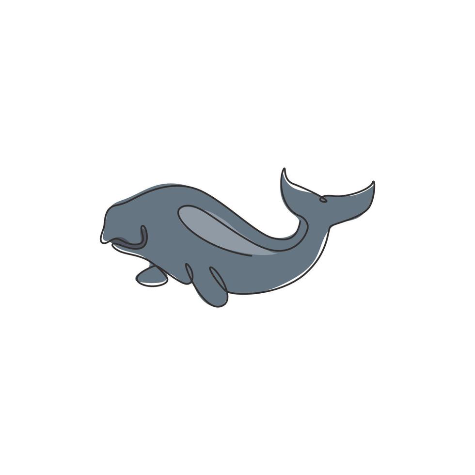 dibujo de línea continua única de adorable dugong para la identidad del logotipo de la empresa marina. concepto de mascota de vaca marina para el icono de espectáculo de mundo marino. Ilustración gráfica de vector de diseño de dibujo de una línea moderna