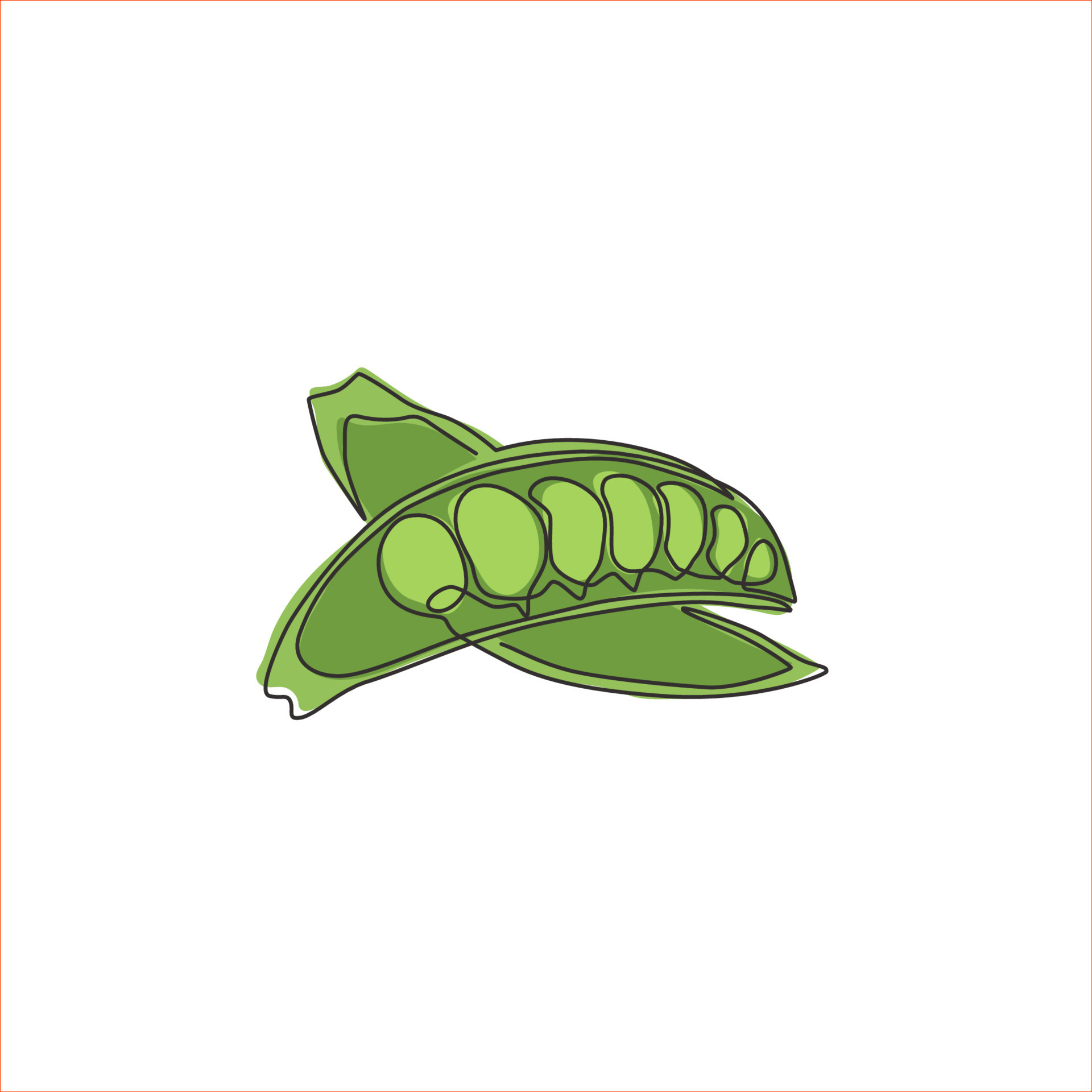 Un dibujo de l nea continua de guisantes verdes org nicos saludables