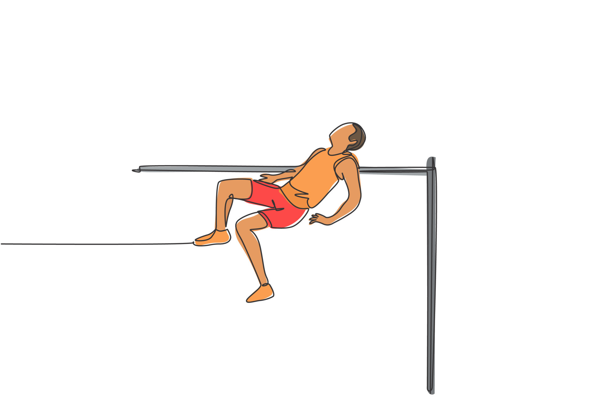 Single continuous line drawing of young sportive man training to pass