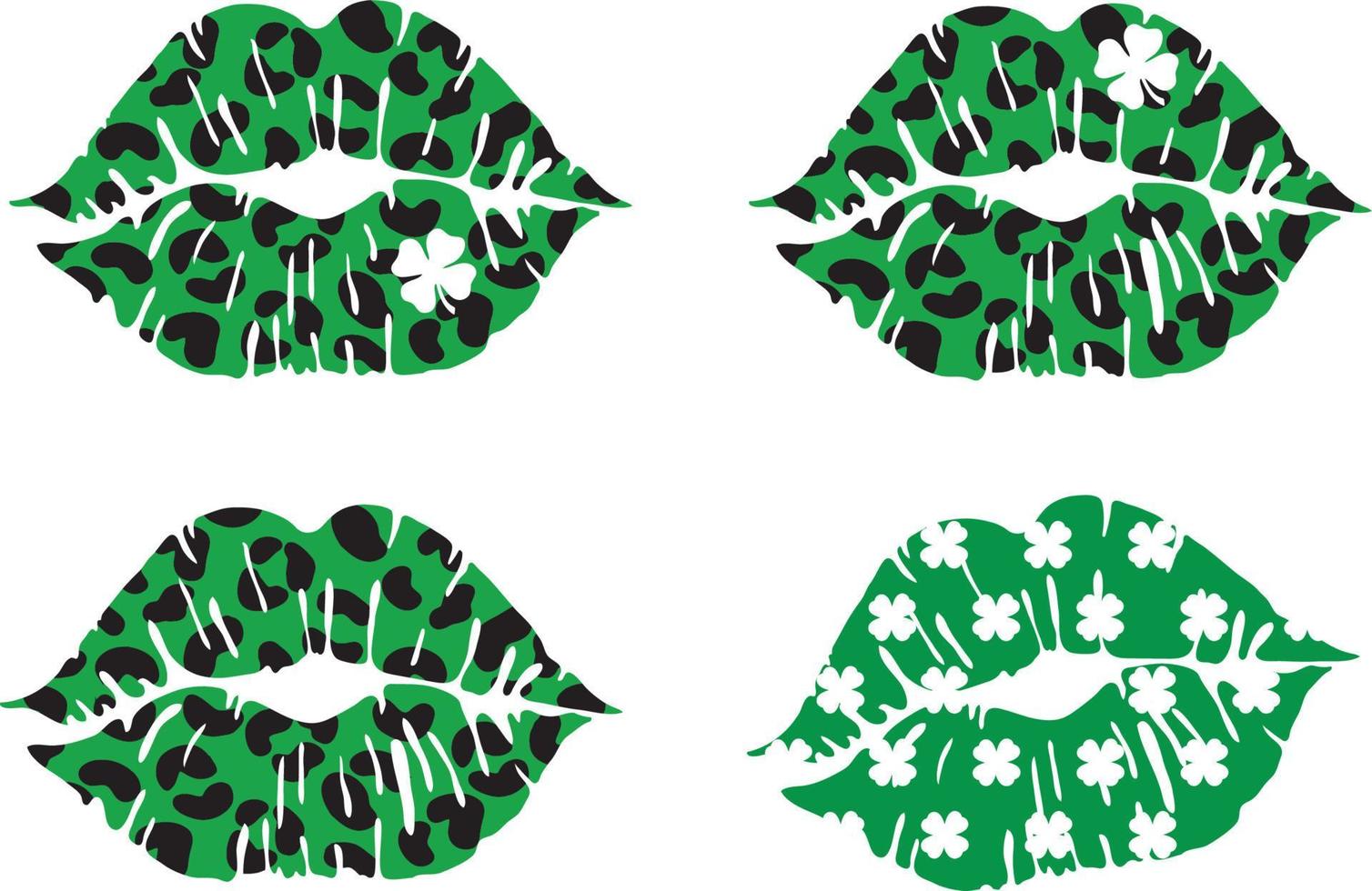 Leopard Lips SVG, Lips with Clover Svg, St. Patrick's Day SVG, Lips SVG, Love Clover Svg, Leopard clover lips Svg, Leopard Lips Svg Files for Cricut Downloads vector