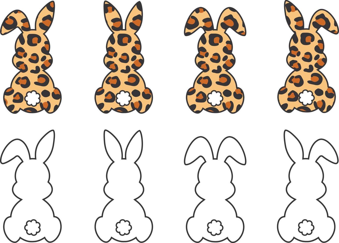 Leopard Bunny Svg, Buffalo Plaid Bunny, Outline Bunny Svg Easter Bunny Shape Svg, Png, Eps, Dxf. vector