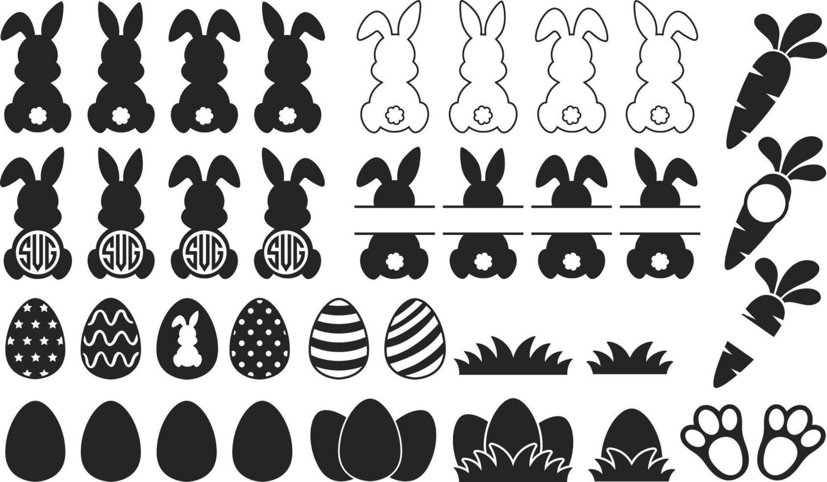 Easter SVG, Easter SVG Bundle, Easter Silhouette, Easter Bunny SVG, Png, Eps, Dxf. vector