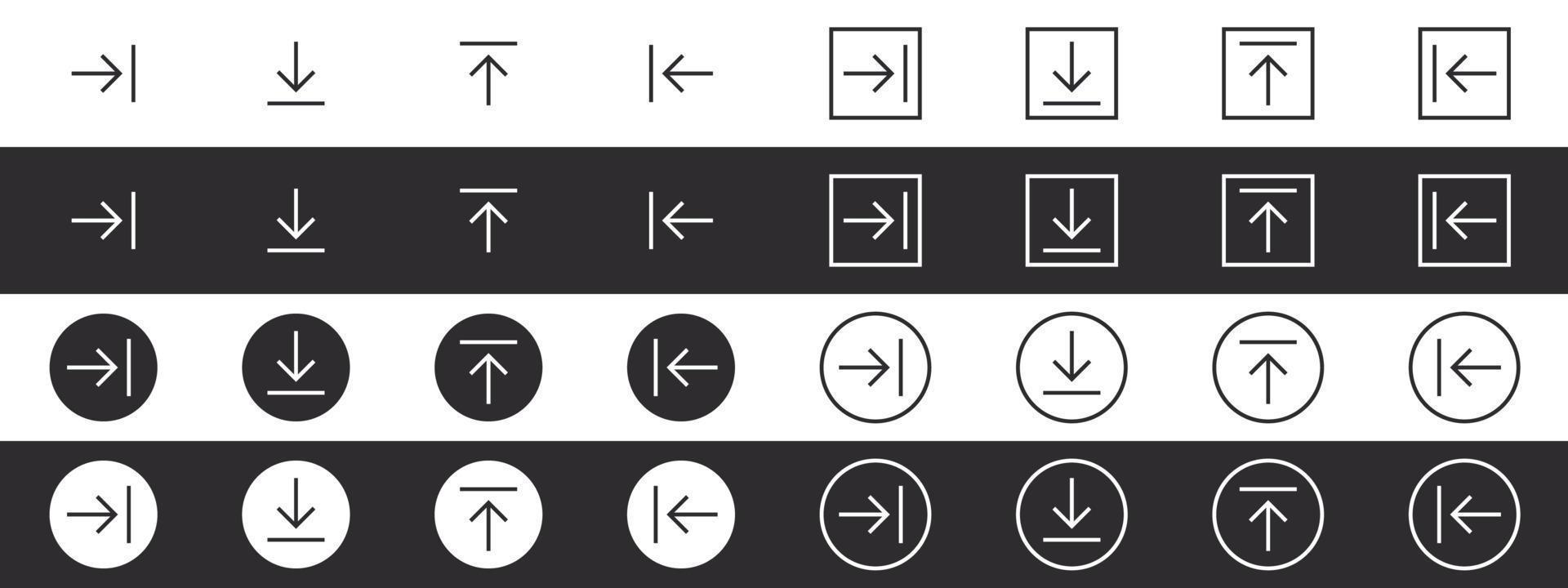 Arrows icons. Loading arrows. Pointer or arrow signs. Modern arrow icons. Vector illustration