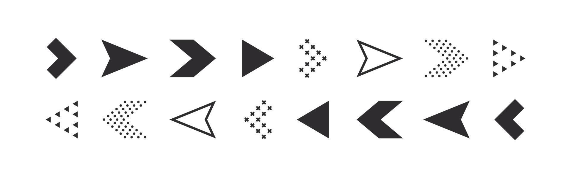 Arrows set. Modern arrow icons. Cursor or arrow signs. Vector illustration