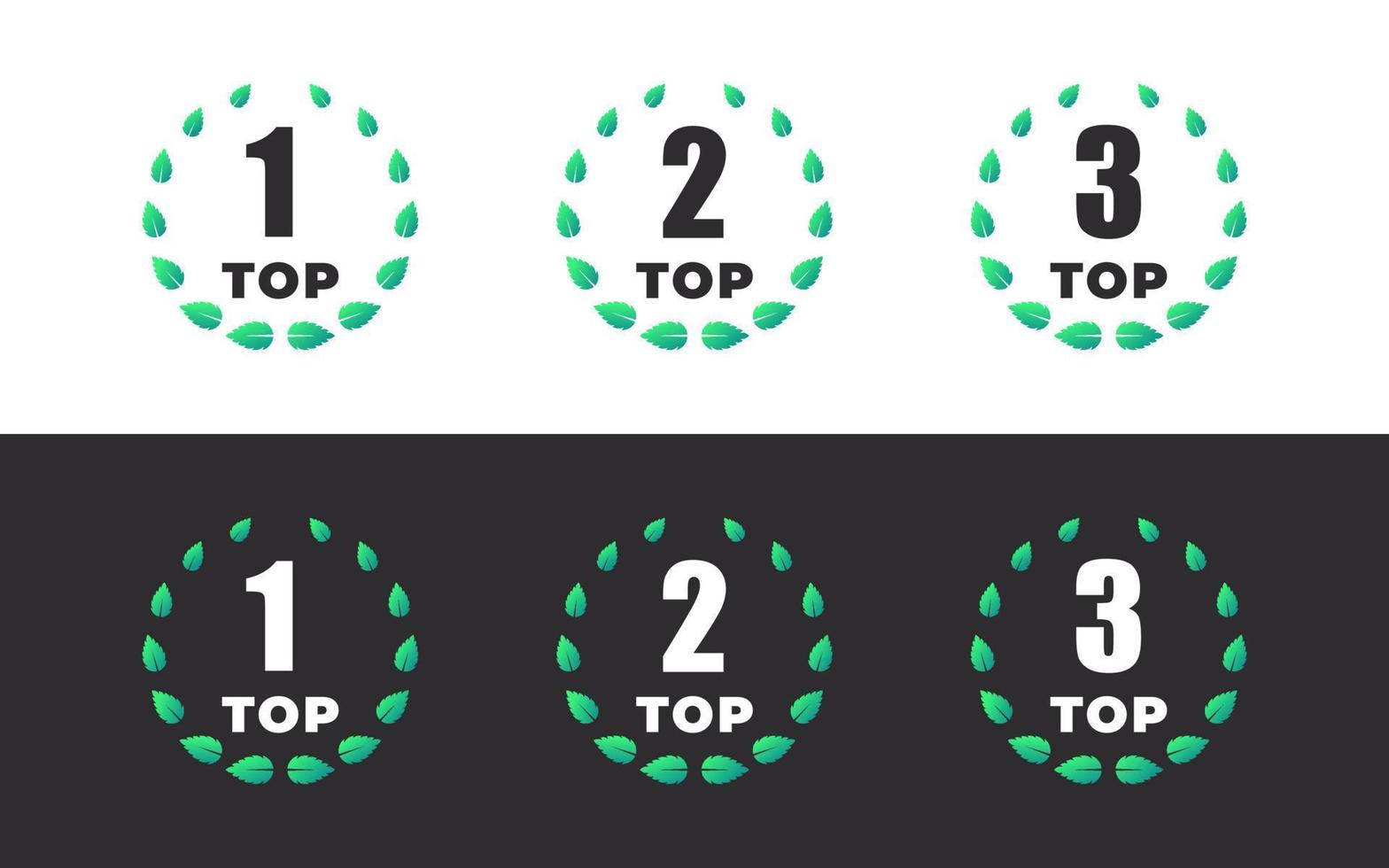 Top places signs. Award icons. First place. Second place. Third place. Trophy icons. Vector illustration