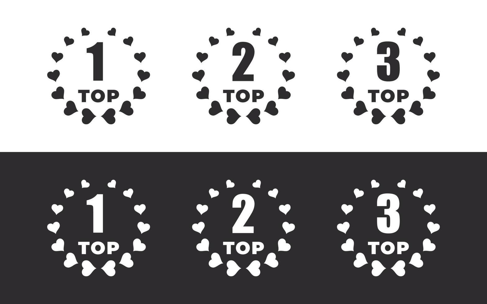 Awards icons. Winner badge. First, second, third places. Vector icons