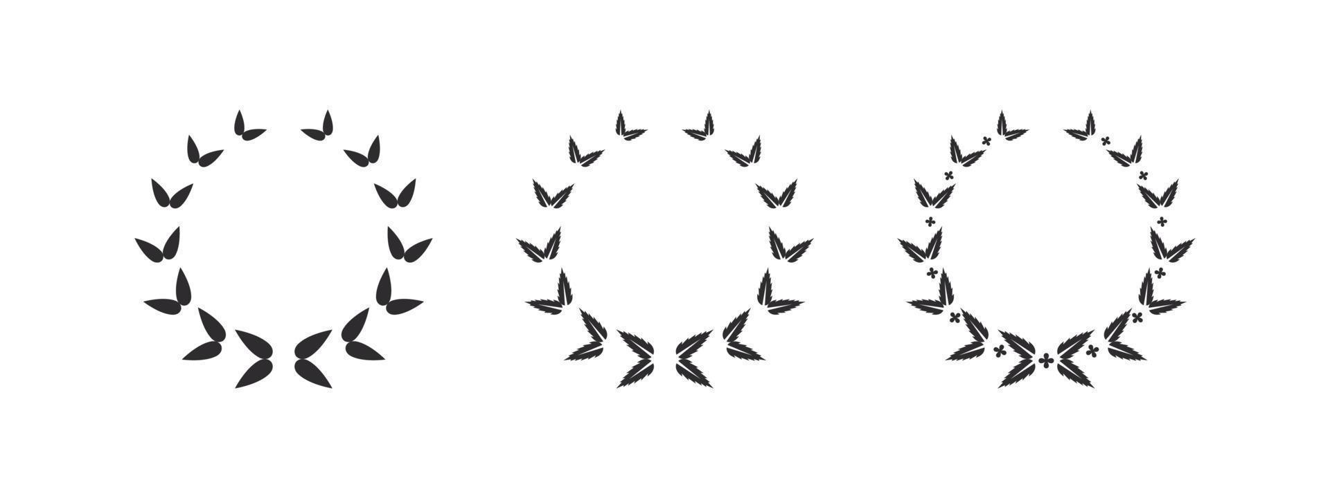 Awards icons. Prize ribbon symbol sign. Circular foliate laurels branches. Vector icons