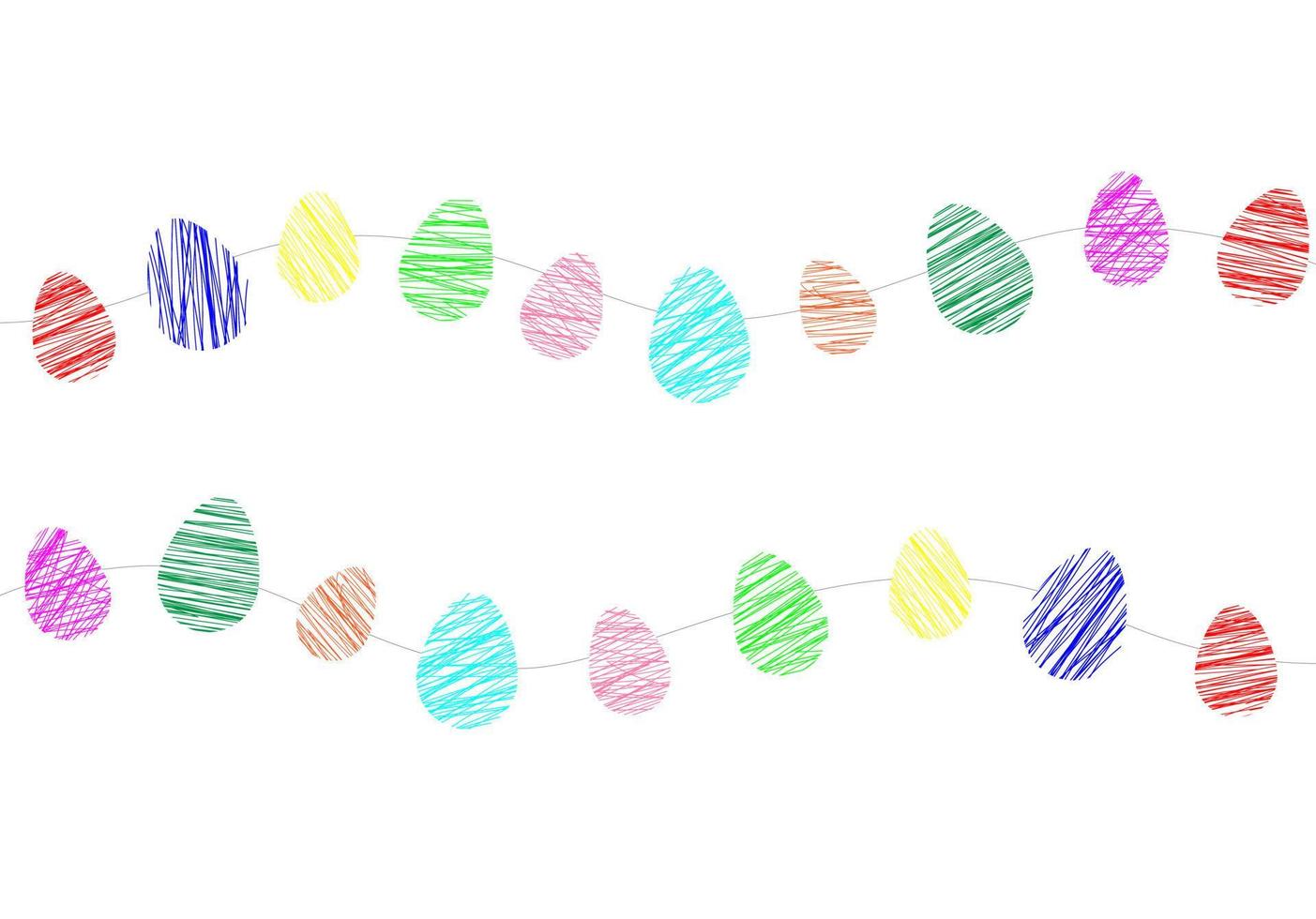 Garland of color Easter eggs. Cute hand drawn Easter design, decoration. Easter card, banner, wallpaper. Vector illustration