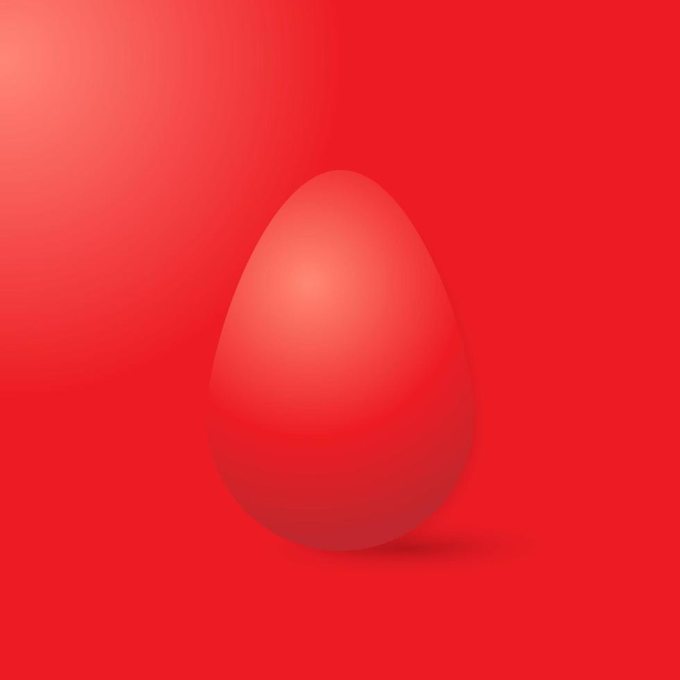 Realistic red egg. Happy easter egg on red background. Holiday decoration for easter holiday. 3D illustration vector