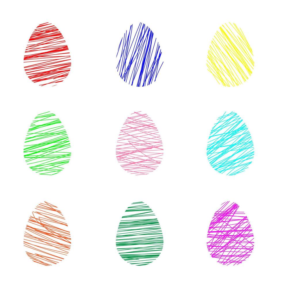 Pascua de Resurrección huevos conjunto con diferente líneas aislado en blanco fondo.vacaciones decoración para Pascua de Resurrección fiesta vector