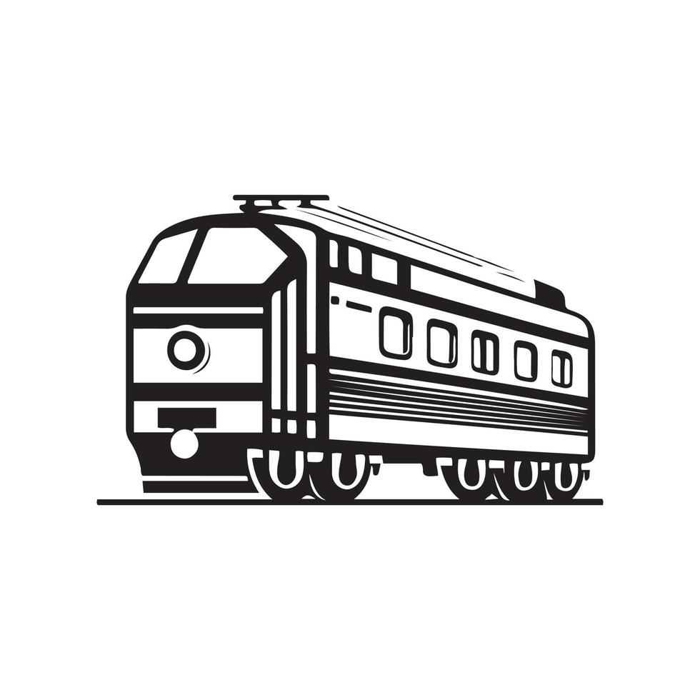 Train icon symbol vector black outline isolated on white background