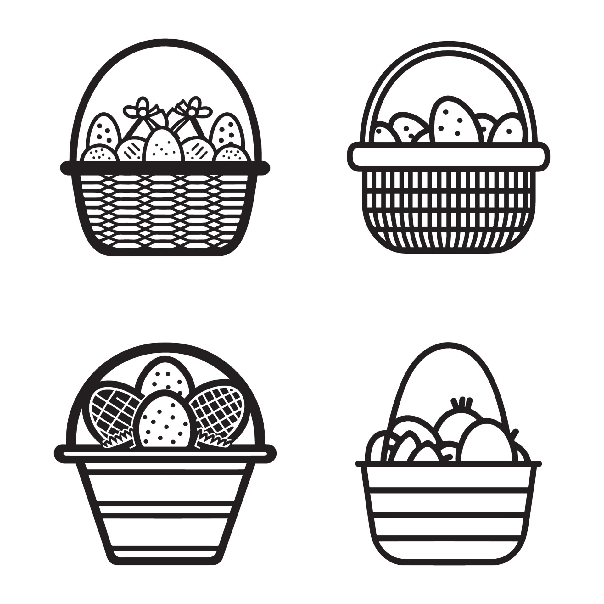 set of easter eggs in basket icon black outline vector 20381694 Vector