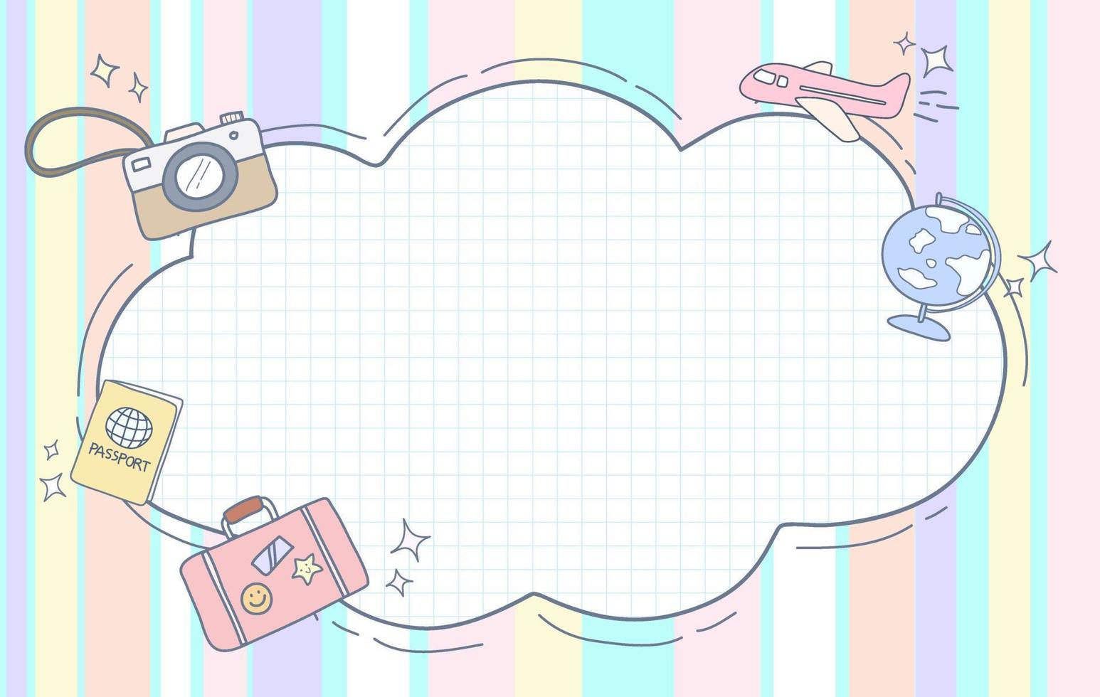Cute frame, doodle border vector, simple frame, pastel desktop wallpaper, travel background, and wallpaper background kids vector